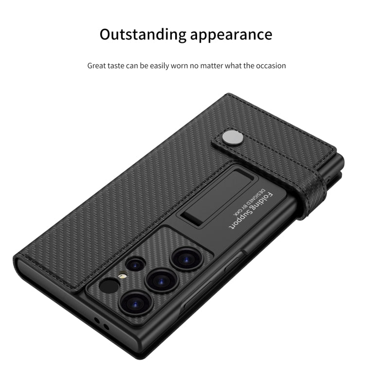 For Samsung Galaxy S23 Ultra 5G GKK Flip Wallet Leather Phone Case, Without Pen(Carbon Fiber Texture) - Galaxy S23 Ultra 5G Cases by GKK | Online Shopping UK | buy2fix