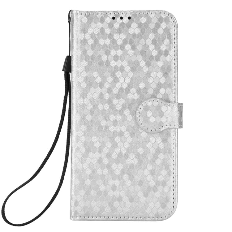 For Motorola Moto G Play 4G 2024 Honeycomb Dot Texture Leather Phone Case(Silver) - Motorola Cases by buy2fix | Online Shopping UK | buy2fix