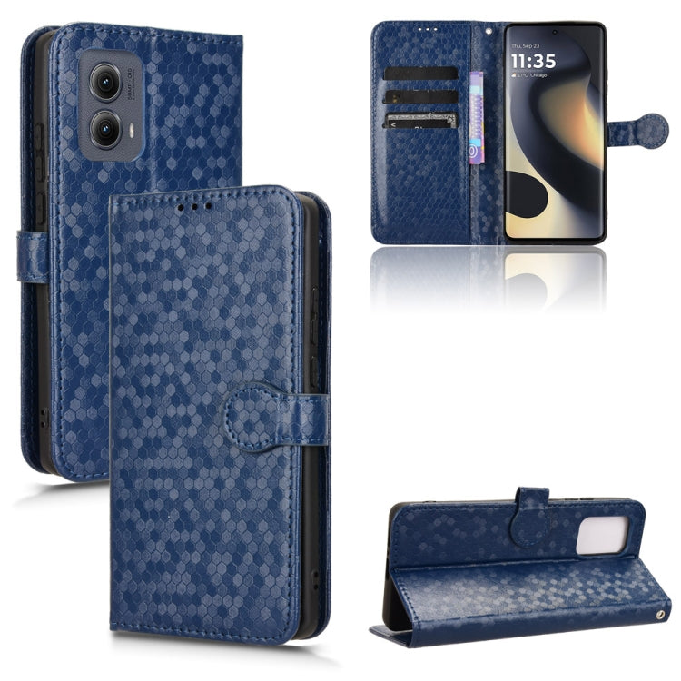 For Motorola Edge 5G 2024 Honeycomb Dot Texture Leather Phone Case(Blue) - Motorola Cases by buy2fix | Online Shopping UK | buy2fix