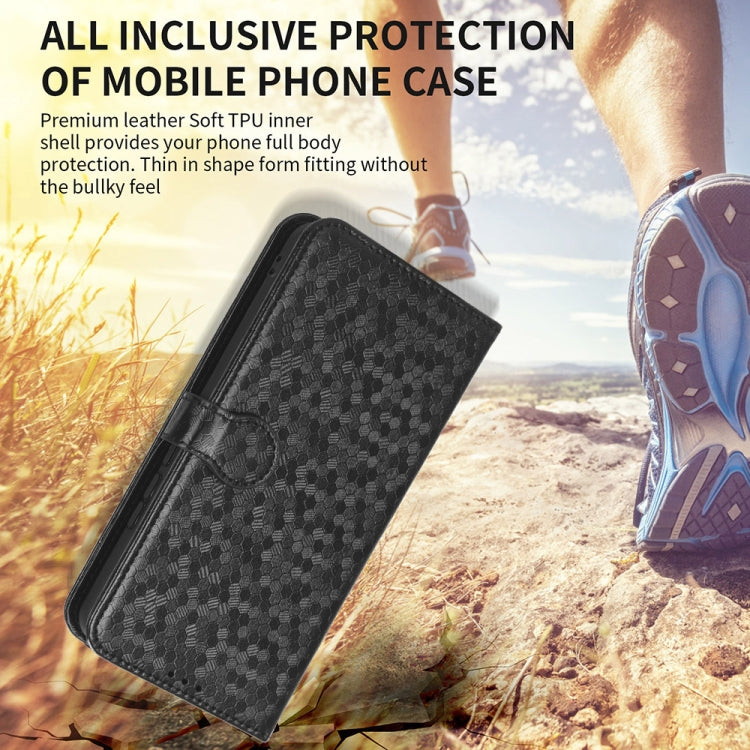 For Motorola Moto G Power 5G 2024 Honeycomb Dot Texture Leather Phone Case(Black) - Motorola Cases by buy2fix | Online Shopping UK | buy2fix