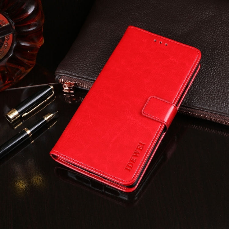 For OnePlus 12 idewei Crazy Horse Texture Leather Phone Case(Red) - OnePlus Cases by idewei | Online Shopping UK | buy2fix