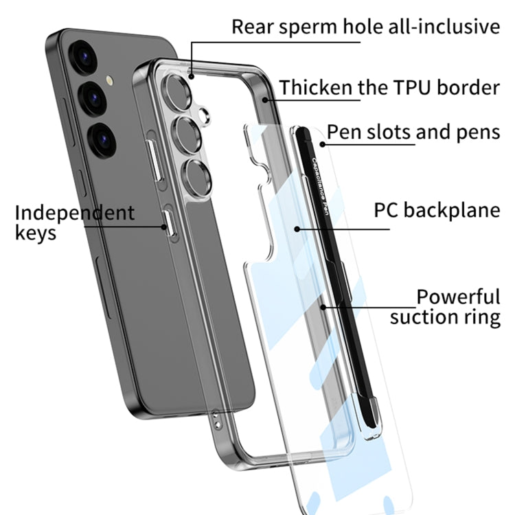 For Samsung Galaxy S24+ 5G GKK Space Frame Transparent PC + TPU Phone Case with Pen(Transparent Black) - Galaxy S24+ 5G Cases by GKK | Online Shopping UK | buy2fix