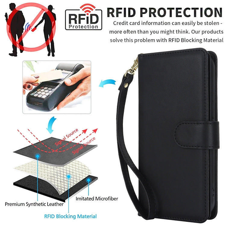 For iPhone 16 Pro Multi-Card Wallet RFID Leather Phone Case(Black) - iPhone 16 Pro Cases by buy2fix | Online Shopping UK | buy2fix