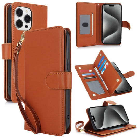 For iPhone 16 Pro Max Multi-Card Wallet RFID Leather Phone Case(Brown) - iPhone 16 Pro Max Cases by buy2fix | Online Shopping UK | buy2fix