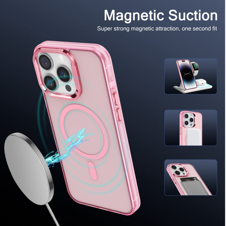 For iPhone 14 Electroplated IMD Magsafe PC Hybrid TPU Phone Case(Pink) - iPhone 14 Cases by buy2fix | Online Shopping UK | buy2fix