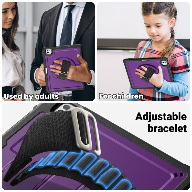 For iPad Pro 13 2024 Honeycomb Hand Grip Turntable Stand Tablet Case(Purple) - iPad Pro 13 2024 Cases by buy2fix | Online Shopping UK | buy2fix