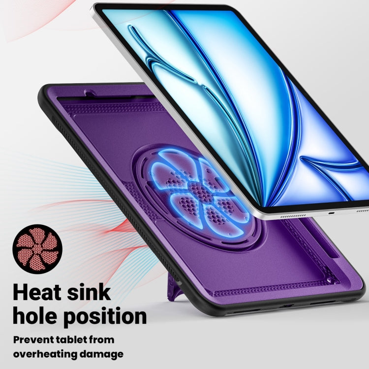 For iPad Air 11 2024 Honeycomb Hand Grip Turntable Stand Tablet Case(Purple) - iPad Air 11 2024 Cases by buy2fix | Online Shopping UK | buy2fix