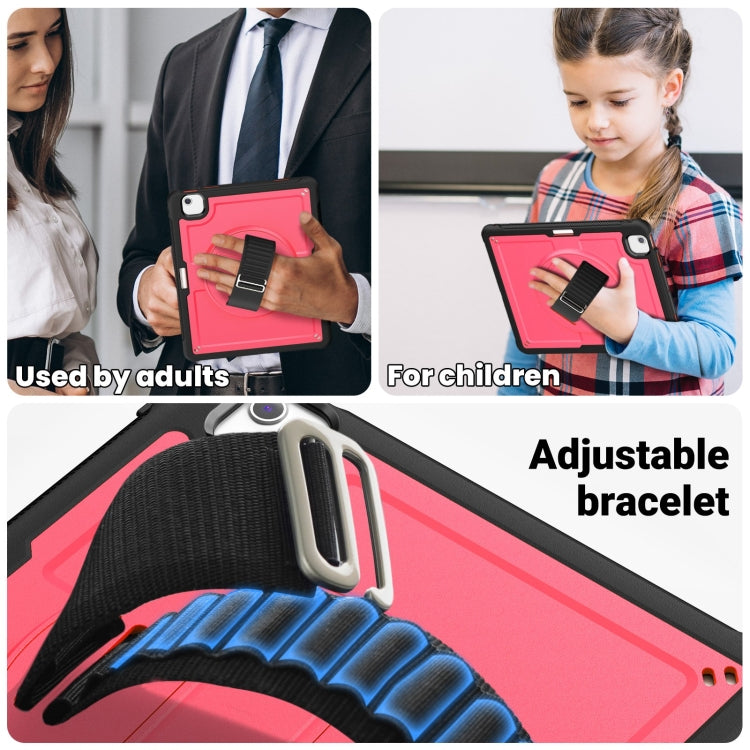 For iPad Air 13 2024 Honeycomb Hand Grip Turntable Stand Tablet Case(Rose Red) - iPad Air 13 2024 Cases by buy2fix | Online Shopping UK | buy2fix