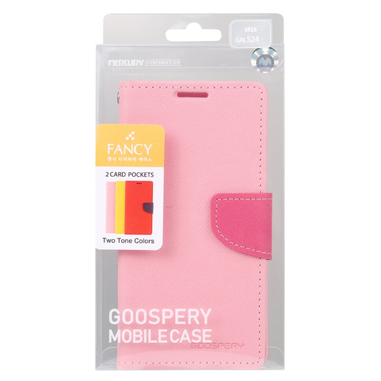 For Samsung Galaxy S24 5G GOOSPERY FANCY DIARY Cross Texture Leather Phone Case(Pink) - Galaxy S24 5G Cases by GOOSPERY | Online Shopping UK | buy2fix