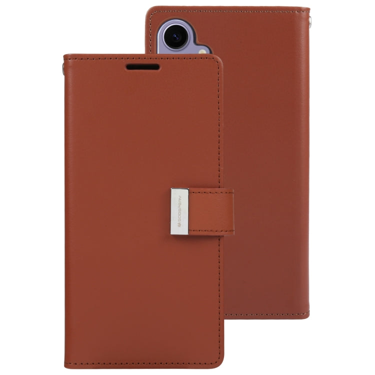 For Samsung Galaxy S24 5G GOOSPERY RICH DIARY Crazy Horse Texture Leather Phone Case(Brown) - Galaxy S24 5G Cases by GOOSPERY | Online Shopping UK | buy2fix