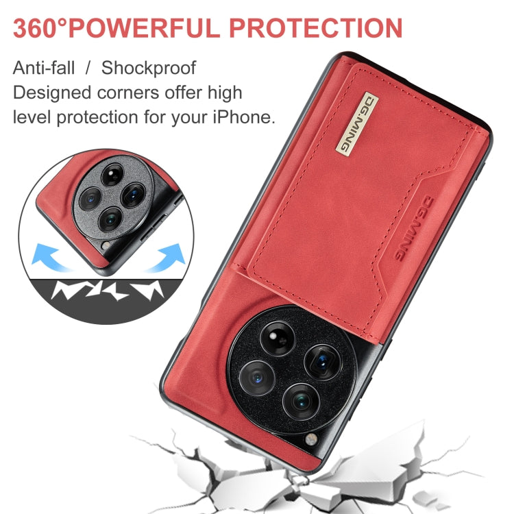 For OnePlus 12 DG.MING M2 Series 3-Fold Multi Card Bag + Magnetic Phone Case(Red) - OnePlus Cases by DG.MING | Online Shopping UK | buy2fix