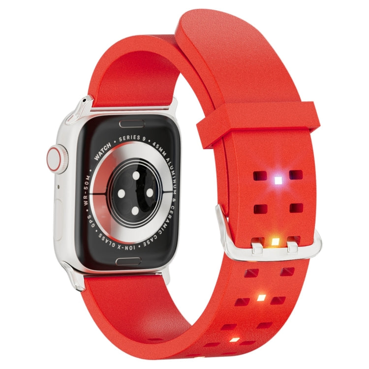 For Apple Watch Series 4 44mm Luminous Colorful Light Silicone Watch Band(Red) - Watch Bands by buy2fix | Online Shopping UK | buy2fix