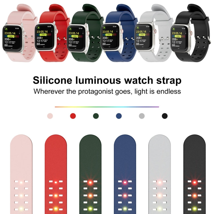 For Apple Watch Series 2 38mm Luminous Colorful Light Silicone Watch Band(Black) - Watch Bands by buy2fix | Online Shopping UK | buy2fix