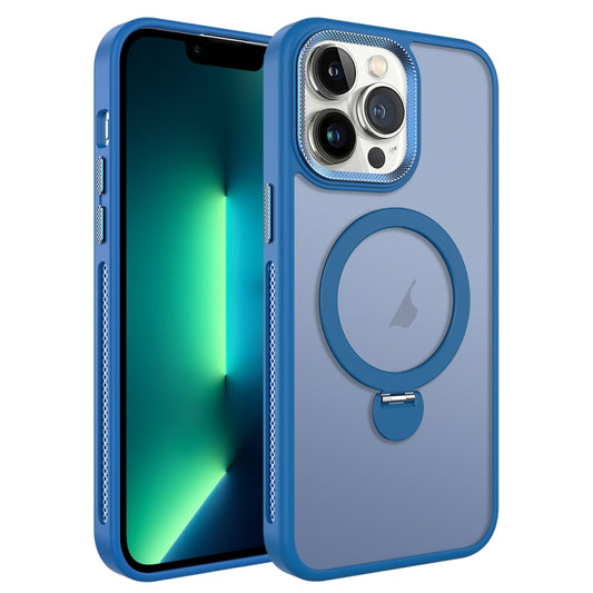 For iPhone 13 Pro MagSafe Magnetic Holder Breathable Phone Case(Blue) - iPhone 13 Pro Cases by buy2fix | Online Shopping UK | buy2fix