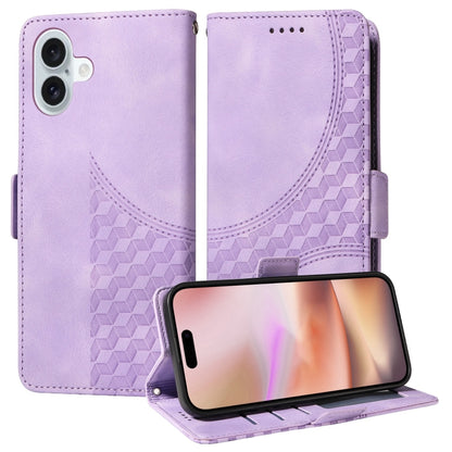 For iPhone 16 Plus Embossed Rhombus Starry Leather Phone Case(Purple) - More iPhone Cases by buy2fix | Online Shopping UK | buy2fix