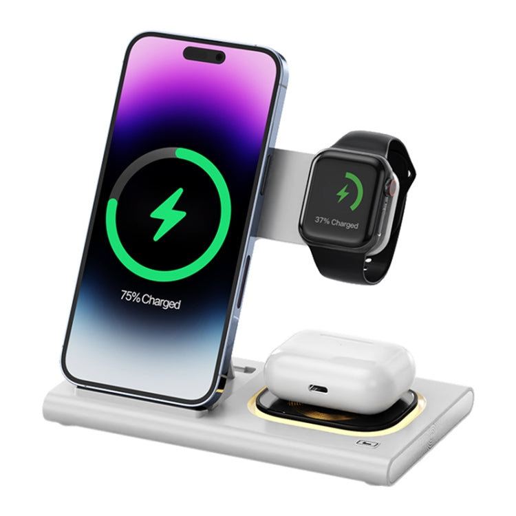 A80 3 in 1 15W Folding Wireless Charger(White) - Wireless Charger by buy2fix | Online Shopping UK | buy2fix