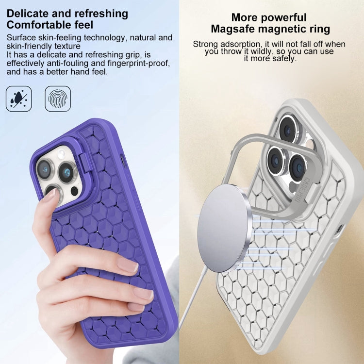 For iPhone 11 Honeycomb Radiating Lens Holder Magsafe Phone Case(Blue) - iPhone 11 Cases by buy2fix | Online Shopping UK | buy2fix