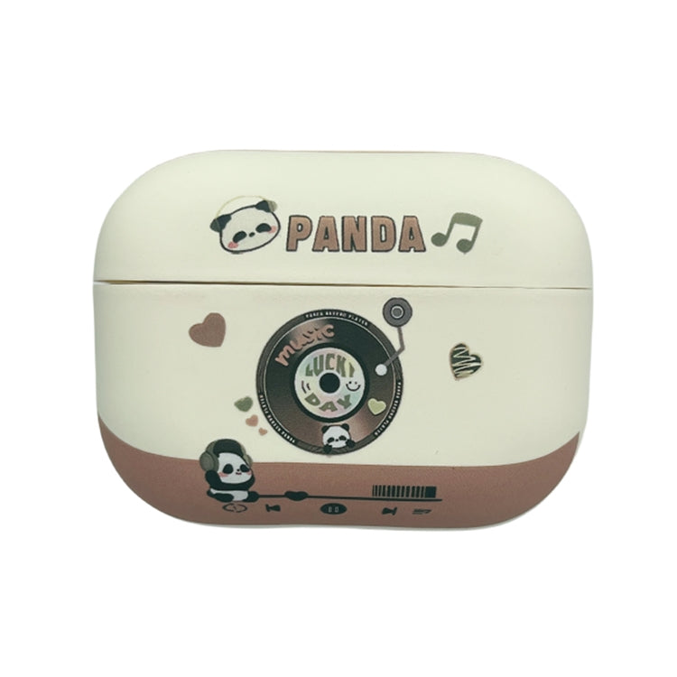 For AirPods Pro 2 Panda Records Pattern Earbuds Box Frosted TPU Case(White) - For AirPods Pro 2 by buy2fix | Online Shopping UK | buy2fix