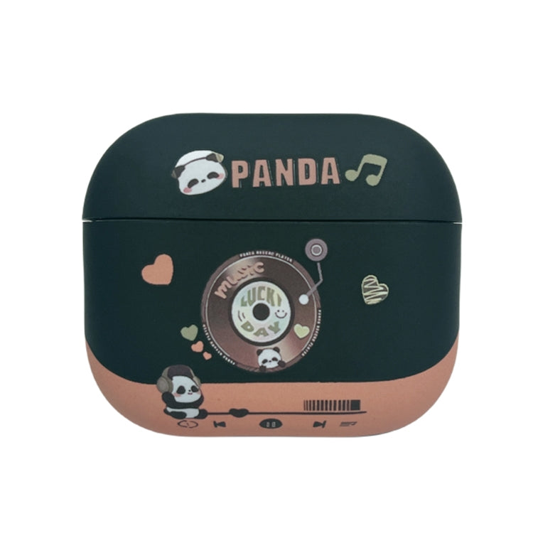 For AirPods 3 Panda Records Pattern Earbuds Box Frosted TPU Case(Black) - For AirPods 3 by buy2fix | Online Shopping UK | buy2fix