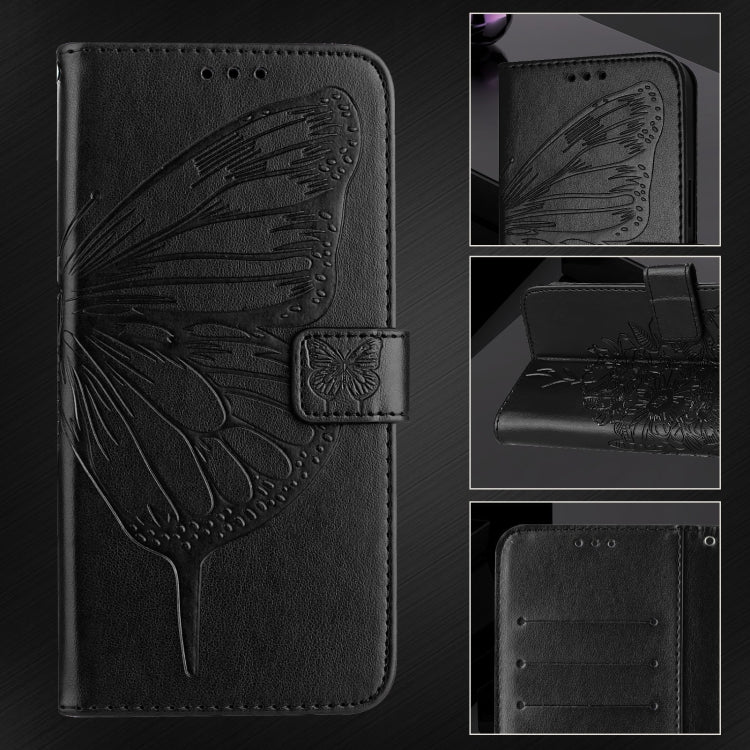 For Google Pixel 9 Pro XL Embossed Butterfly Leather Phone Case(Black) - Google Cases by buy2fix | Online Shopping UK | buy2fix