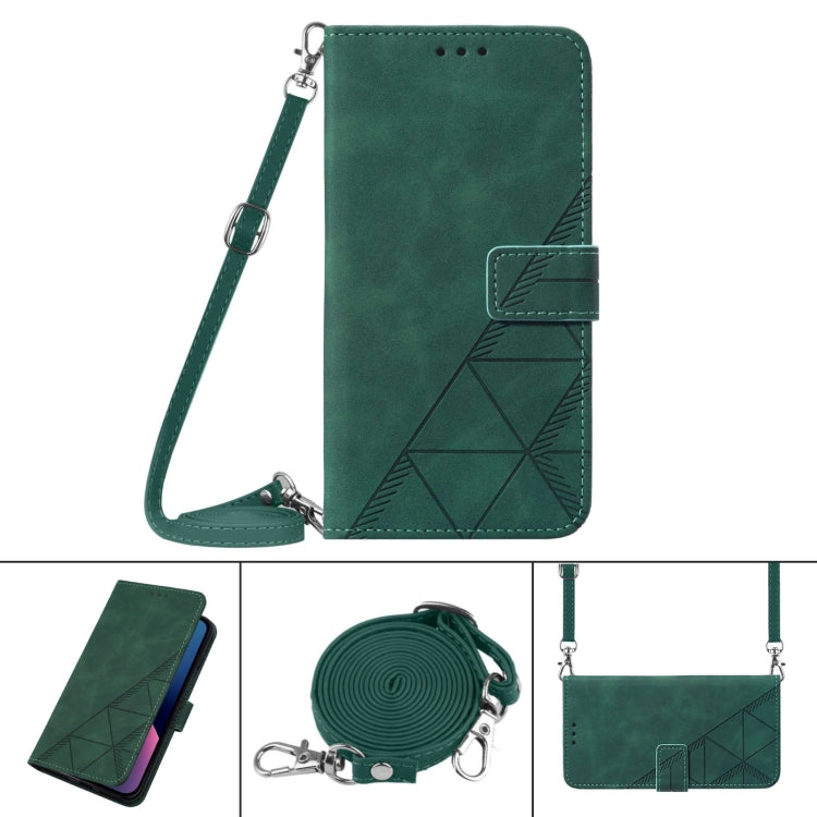 For Google Pixel 9 Crossbody 3D Embossed Flip Leather Phone Case(Dark Green) - Google Cases by buy2fix | Online Shopping UK | buy2fix