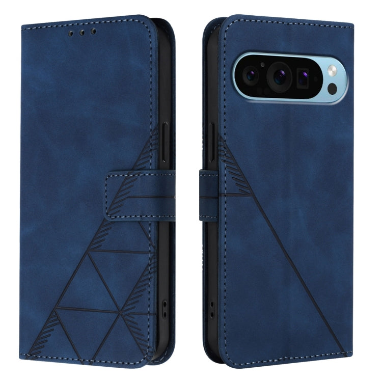 For Google Pixel 9 Pro XL Crossbody 3D Embossed Flip Leather Phone Case(Blue) - Google Cases by buy2fix | Online Shopping UK | buy2fix