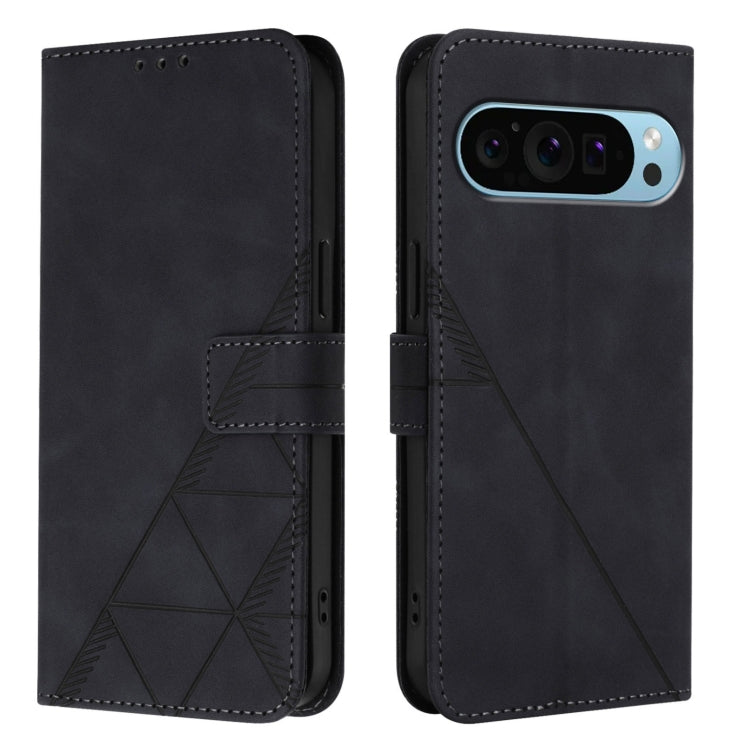 For Google Pixel 9 Pro XL Crossbody 3D Embossed Flip Leather Phone Case(Black) - Google Cases by buy2fix | Online Shopping UK | buy2fix