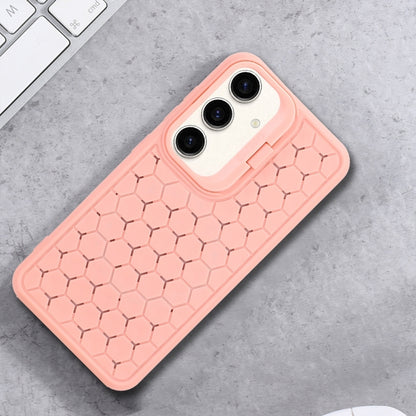 For Samsung Galaxy S24 5G Honeycomb Radiating Lens Holder Magsafe Phone Case(Pink) - Galaxy S24 5G Cases by buy2fix | Online Shopping UK | buy2fix