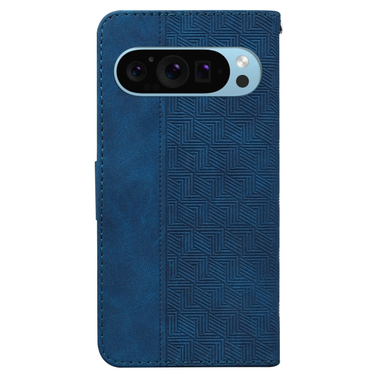 For Google Pixel 9 Geometric Embossed Leather Phone Case(Blue) - Google Cases by buy2fix | Online Shopping UK | buy2fix