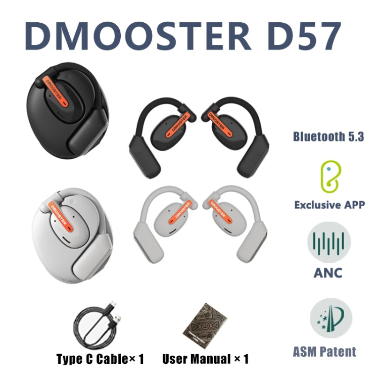 D MOOSTER D57 OWS Ear-Mounted ENC Bluetooth Earphones(Grey) - Bluetooth Earphone by D MOOSTER | Online Shopping UK | buy2fix