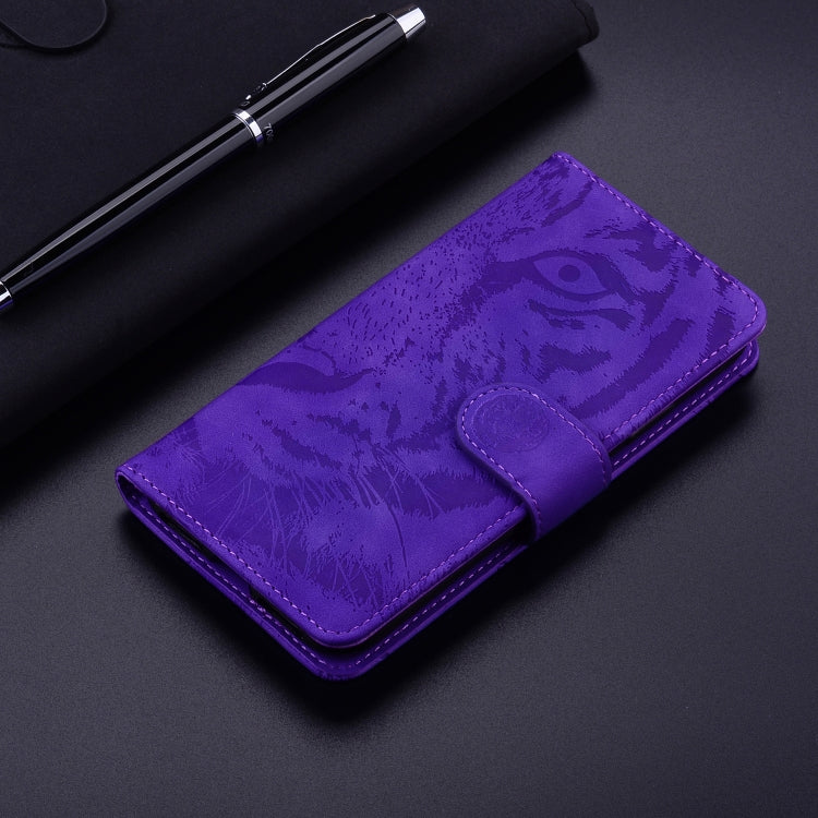 For Google Pixel 9 Tiger Embossing Pattern Flip Leather Phone Case(Purple) - Google Cases by buy2fix | Online Shopping UK | buy2fix