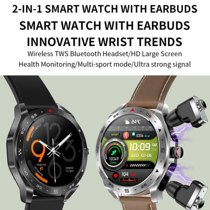 T95 1.52 inch BT5.0 Smart Sport Watch with Earbuds, Support Bluetooth Call / Blood Oxygen / Heart Rate / Blood Pressure Health Monitor(Black) - Smart Watches by buy2fix | Online Shopping UK | buy2fix