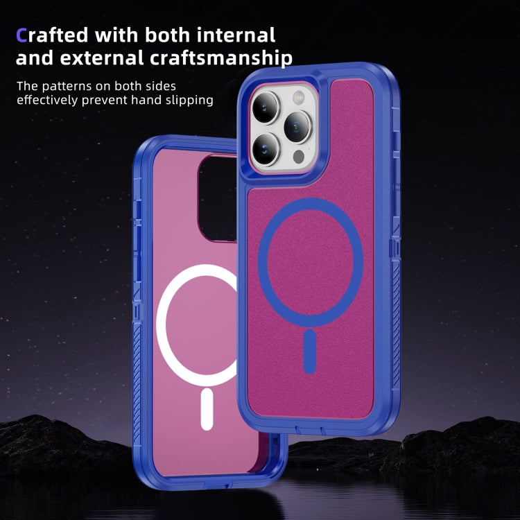 For iPhone 15 Guard Magsafe Magnetic Ring Matte Phone Case(Blue+Rose Red) - iPhone 15 Cases by buy2fix | Online Shopping UK | buy2fix