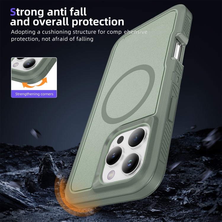 For iPhone 16 Pro Max Guard Magsafe Magnetic Ring Matte Phone Case(Green) - iPhone 16 Pro Max Cases by buy2fix | Online Shopping UK | buy2fix