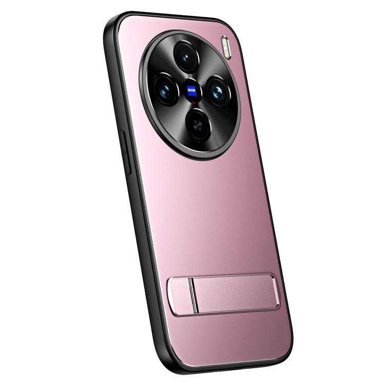For vivo X100 / X100 Pro R-JUST RJ-61 Electroplating Frosted TPU + PC Phone Case with Holder(Pink) - X100 Cases by R-JUST | Online Shopping UK | buy2fix