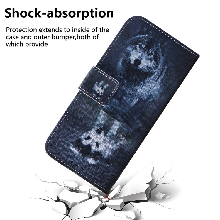 For Google Pixel 9 Coloured Drawing Flip Leather Phone Case(Wolf and Dog) - Google Cases by buy2fix | Online Shopping UK | buy2fix