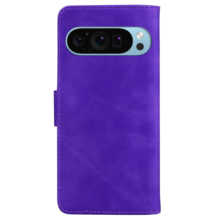 For Google Pixel 9 Pro Skin Feel Pure Color Flip Leather Phone Case(Purple) - Google Cases by buy2fix | Online Shopping UK | buy2fix