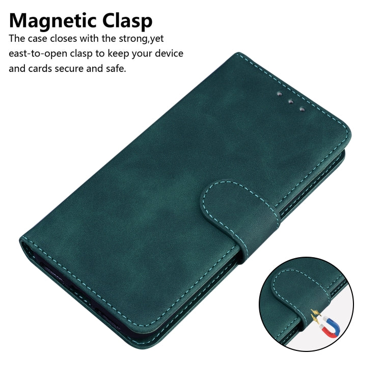 For Google Pixel 9 Skin Feel Pure Color Flip Leather Phone Case(Green) - Google Cases by buy2fix | Online Shopping UK | buy2fix