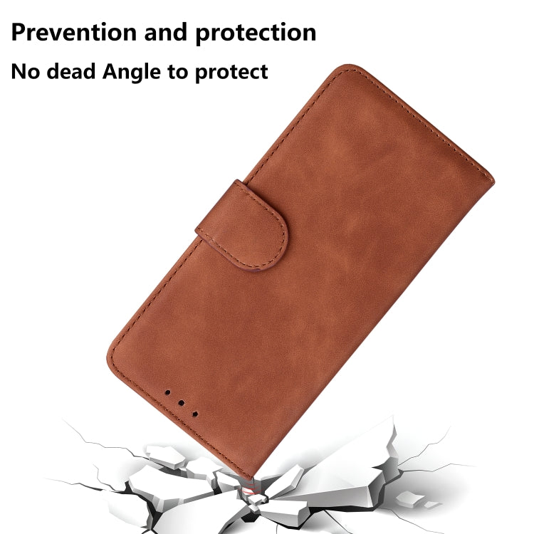 For Google Pixel 9 Skin Feel Pure Color Flip Leather Phone Case(Brown) - Google Cases by buy2fix | Online Shopping UK | buy2fix