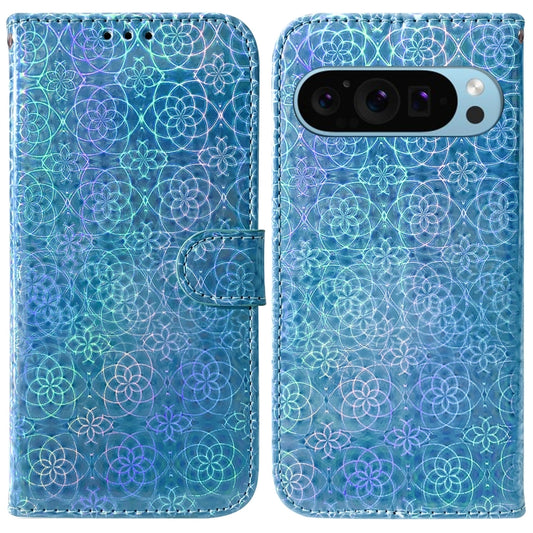 For Google Pixel 9 Colorful Magnetic Buckle Leather Phone Case(Blue) - Google Cases by buy2fix | Online Shopping UK | buy2fix