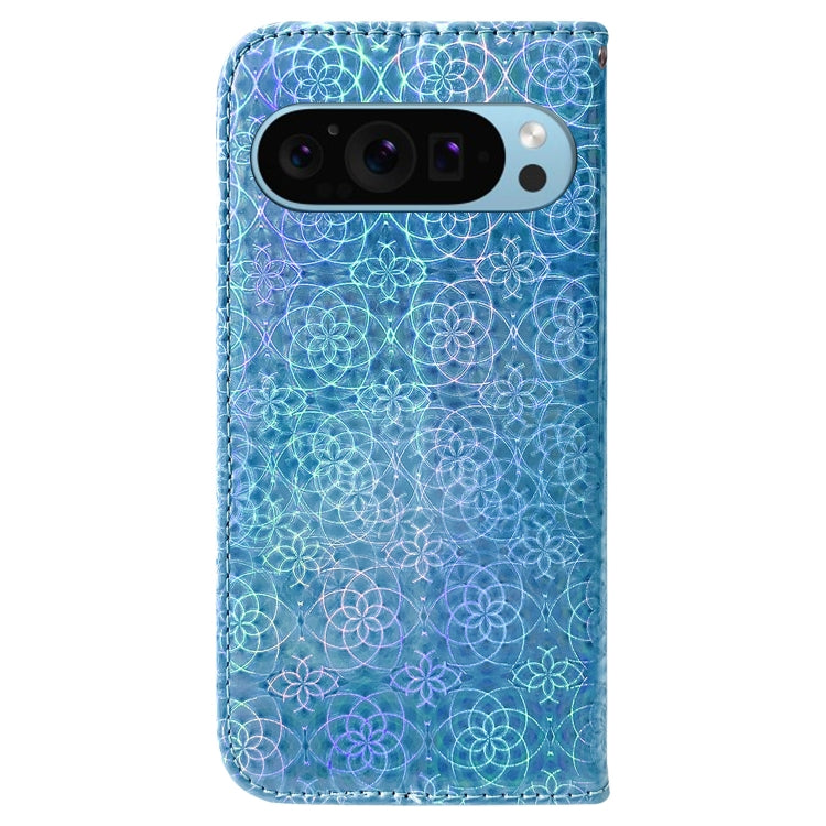 For Google Pixel 9 Colorful Magnetic Buckle Leather Phone Case(Blue) - Google Cases by buy2fix | Online Shopping UK | buy2fix