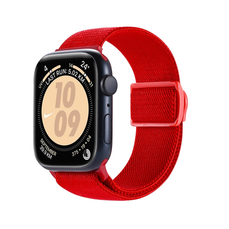 For Apple Watch Ultra 2 49mm Carbon Fiber Texture Snap Buckle Nylon Watch Band(Red) - Watch Bands by buy2fix | Online Shopping UK | buy2fix