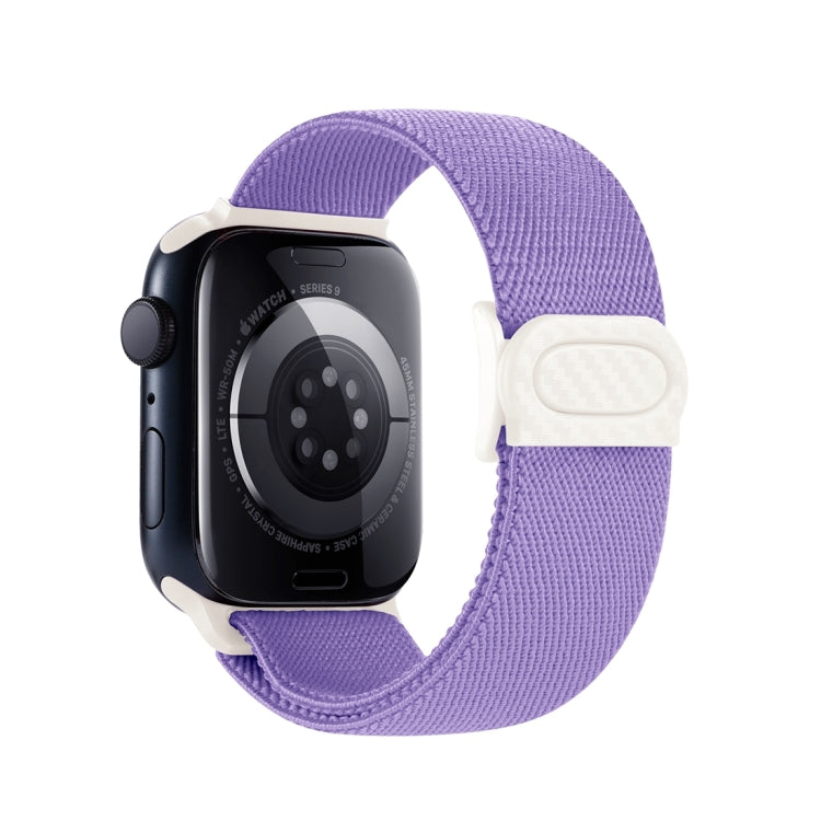 For Apple Watch Ultra 2 49mm Carbon Fiber Texture Snap Buckle Nylon Watch Band(Purple) - Watch Bands by buy2fix | Online Shopping UK | buy2fix