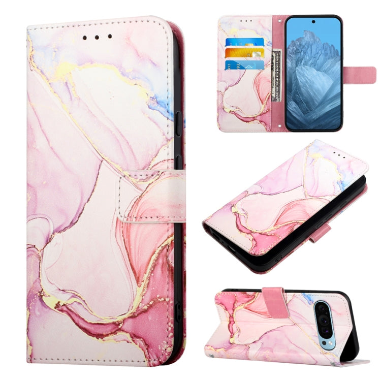 For Google Pixel 9 PT003 Marble Pattern Flip Leather Phone Case(Rose Gold) - Google Cases by buy2fix | Online Shopping UK | buy2fix