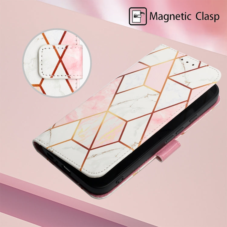 For Google Pixel 9 Pro PT003 Marble Pattern Flip Leather Phone Case(Pink White) - Google Cases by buy2fix | Online Shopping UK | buy2fix