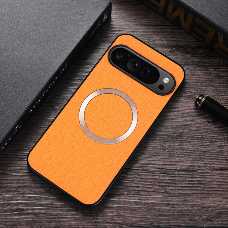 For Google Pixel 9 CD Magnetic Ring Cloth Texture PU Phone Case(Orange) - Google Cases by buy2fix | Online Shopping UK | buy2fix