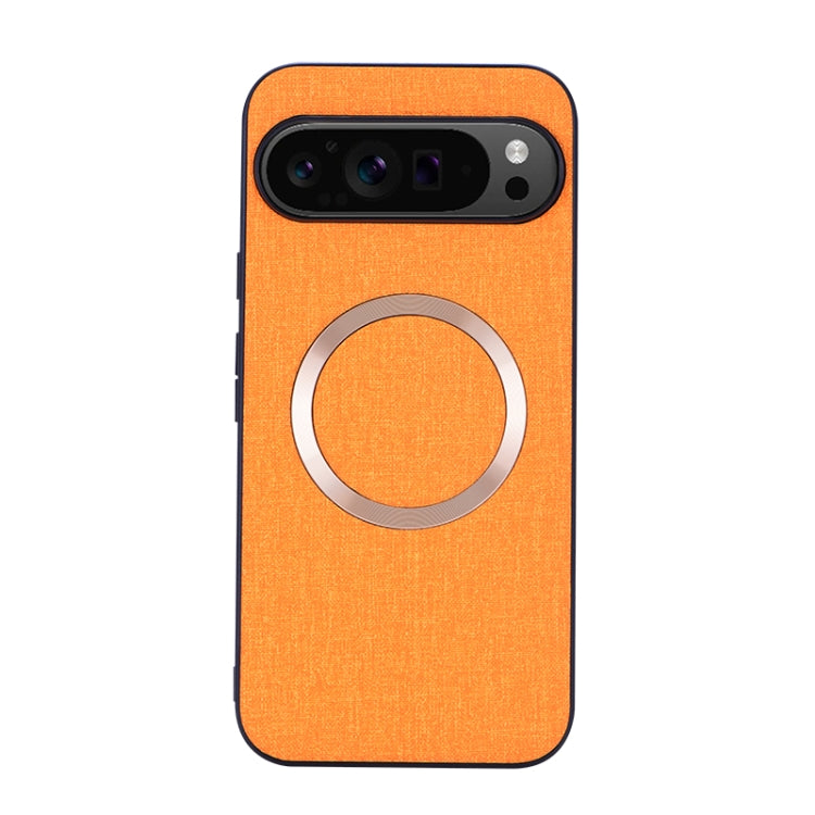 For Google Pixel 9 Pro CD Magnetic Ring Cloth Texture PU Phone Case(Orange) - Google Cases by buy2fix | Online Shopping UK | buy2fix