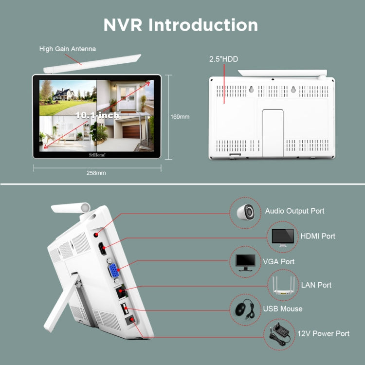 SriHome NVS010-IPC047 Ultra HD 4 Channel WiFi Network Video Recorder Set(AU Plug) - Video Recorder Kit by SriHome | Online Shopping UK | buy2fix