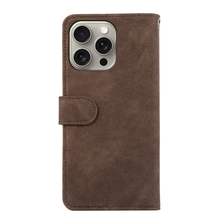 For iPhone 16 Pro Max ABEEL Color Block Magnetic RFID Leather Phone Case(Brown-Blue) - iPhone 16 Pro Max Cases by buy2fix | Online Shopping UK | buy2fix