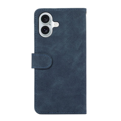 For iPhone 16 ABEEL Color Block Magnetic RFID Leather Phone Case(Blue-Brown) - iPhone 16 Cases by buy2fix | Online Shopping UK | buy2fix